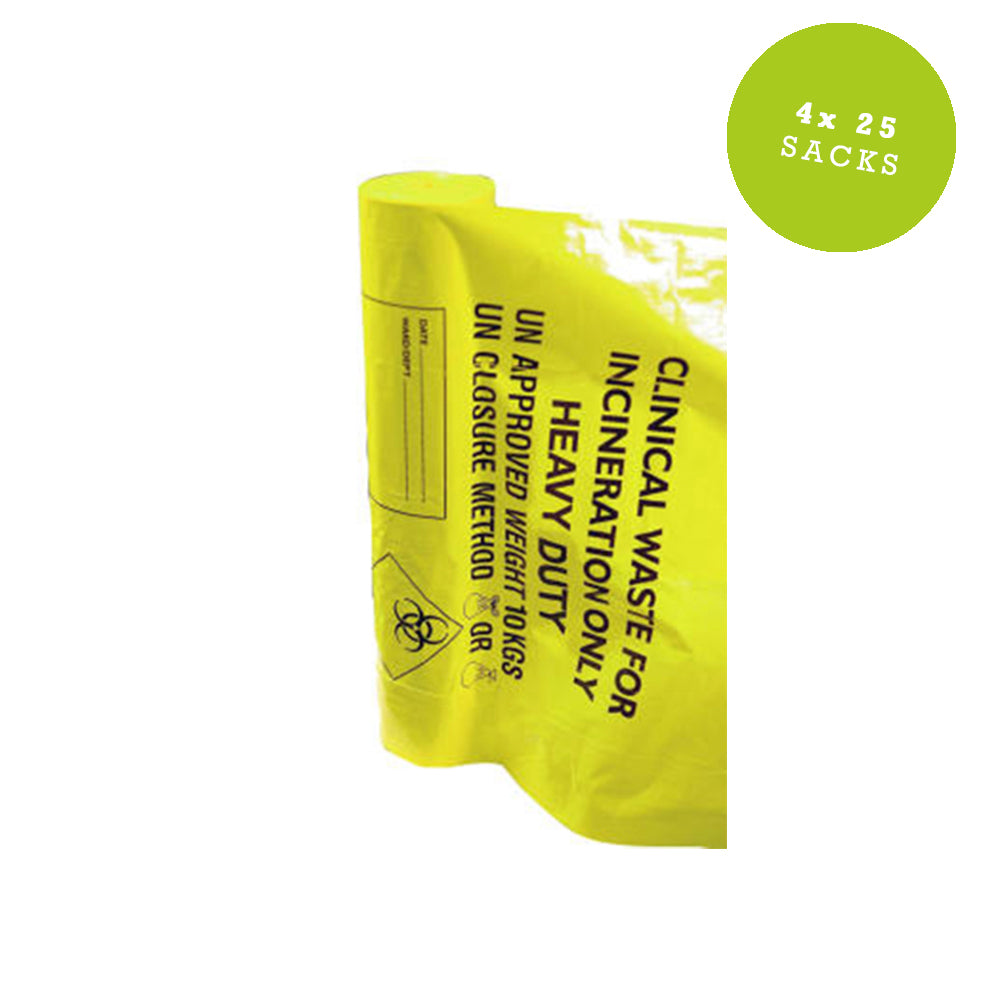 Yellow Heavy Duty Clinical Waste Sack 25 Pack