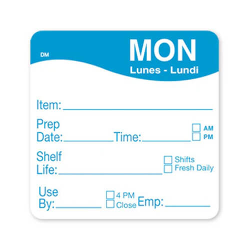 Day Food Labels 51mm x 51mm 500 Pack