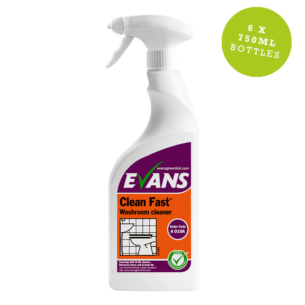 Evans Cleanfast Foaming Washroom Cleaner 750ml Ready To Use Trigger Bottles