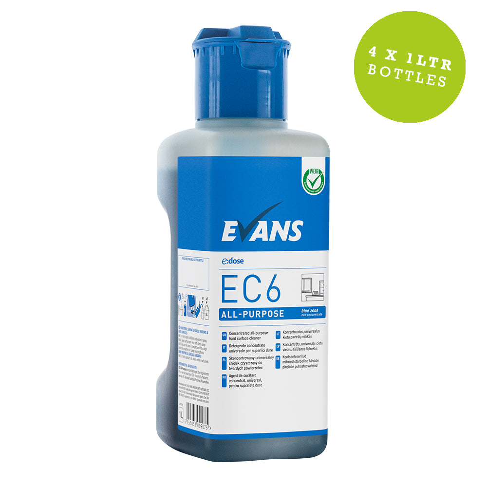 Evans E Dose EC6 All Purpose Hard Surface Cleaner Super Concentrate 1Ltr