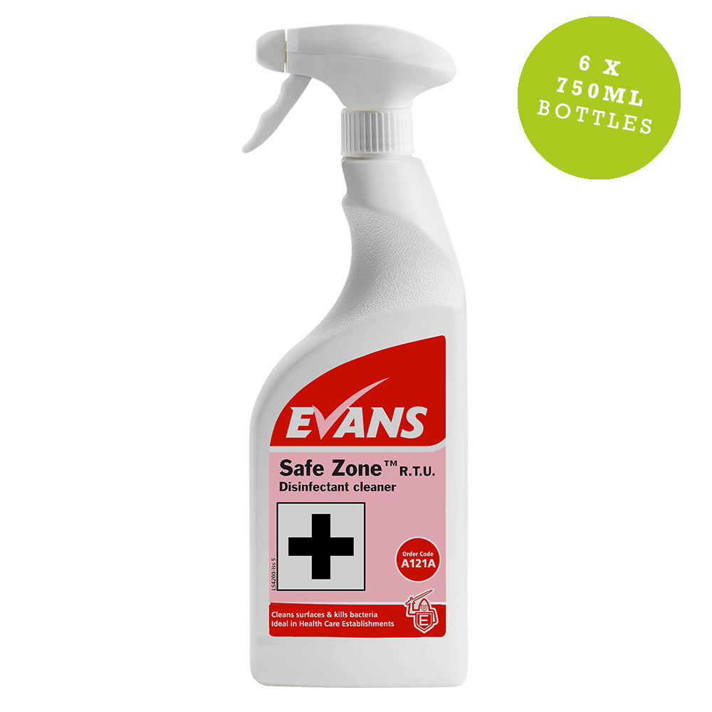 Evans Safe Zone Plus Virucidal Disinfectant Cleaner 750ml Ready To Use Trigger Bottles