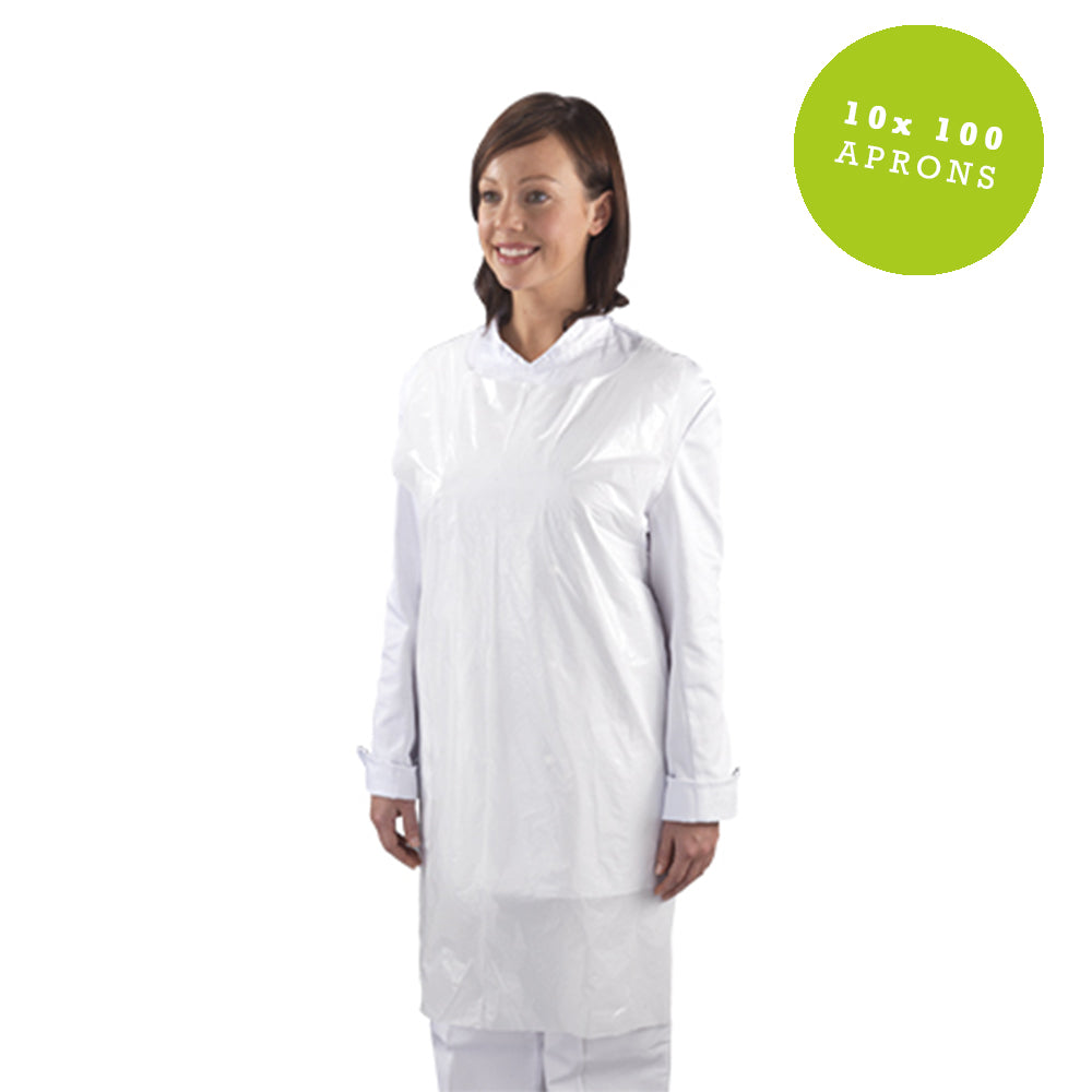 Disposable Polythene Economy Flat Pack Apron 100 Pack