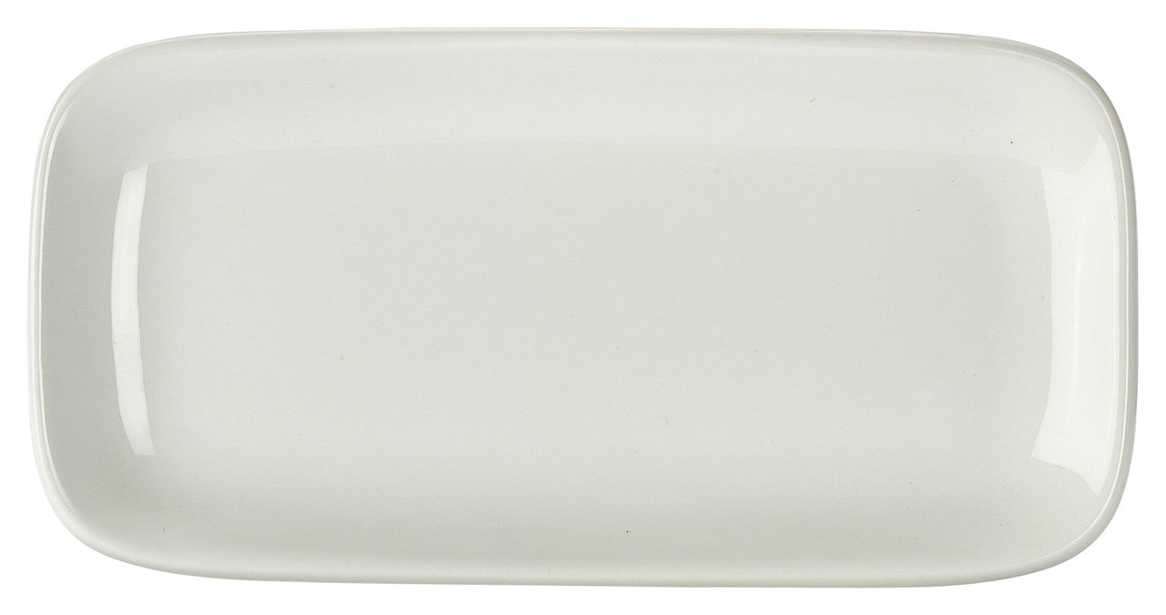 Genware Porcelain Rounded Rectangular Plate 24.5 x 12.5cm/9.75 x 5" 6 Pack