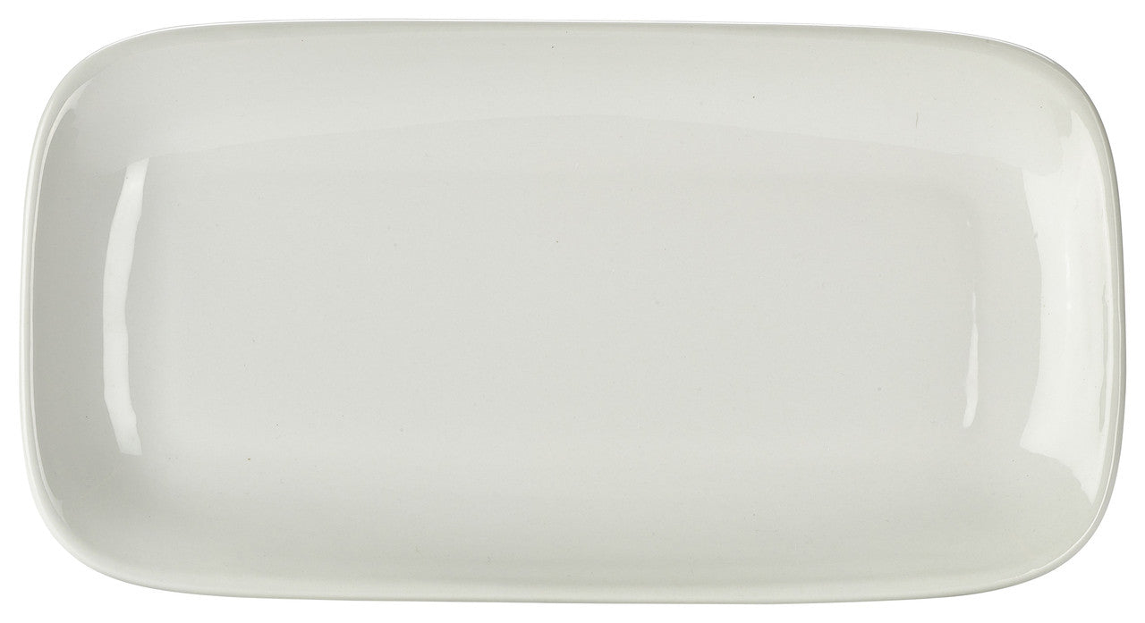 Genware Porcelain Rounded Rectangular Plate 35.5 x 19cm/14 x 7.5" 3 Pack