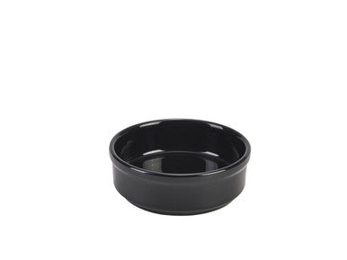 Genware Porcelain Black Round Dish 10cm/4" 6 Pack