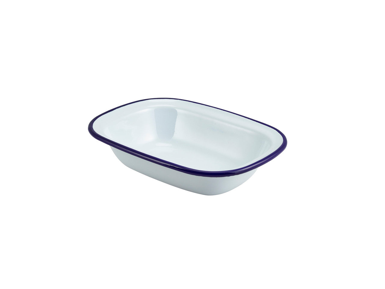 Enamel Rect. Pie Dish White & Blue 20cm 12 Pack