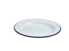 Enamel Wide Rim Plate White & Blue 24cm