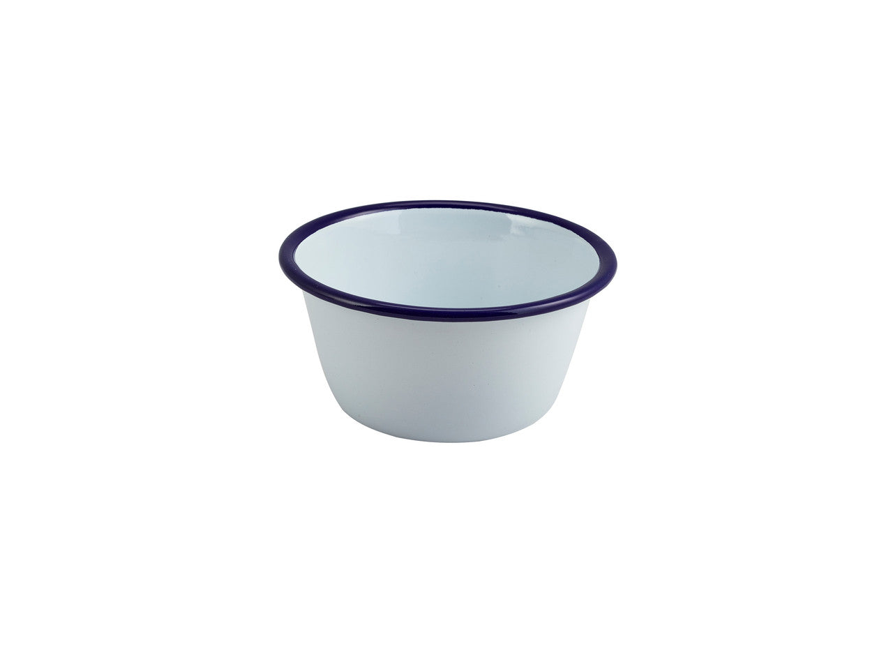 Enamel Round Deep Pie Dish White & Blue 12cm 12 Pack