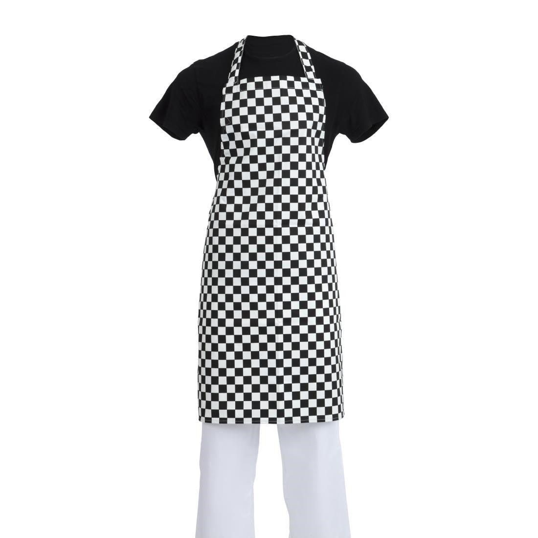 Whites Bib Apron Black and White Check with black inner.