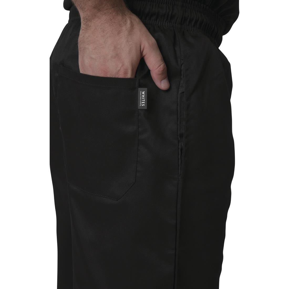 Side pocket of Whites Vegas Chef Trousers Polycotton Black L.
