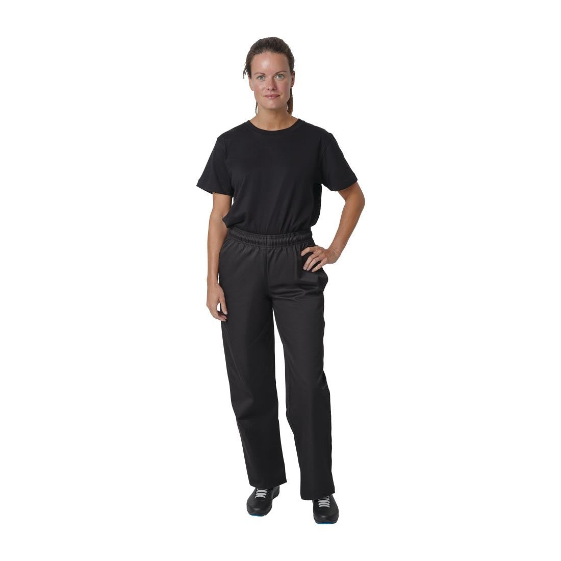 Chef wearing Whites Vegas Chef Trousers Polycotton Black XL.