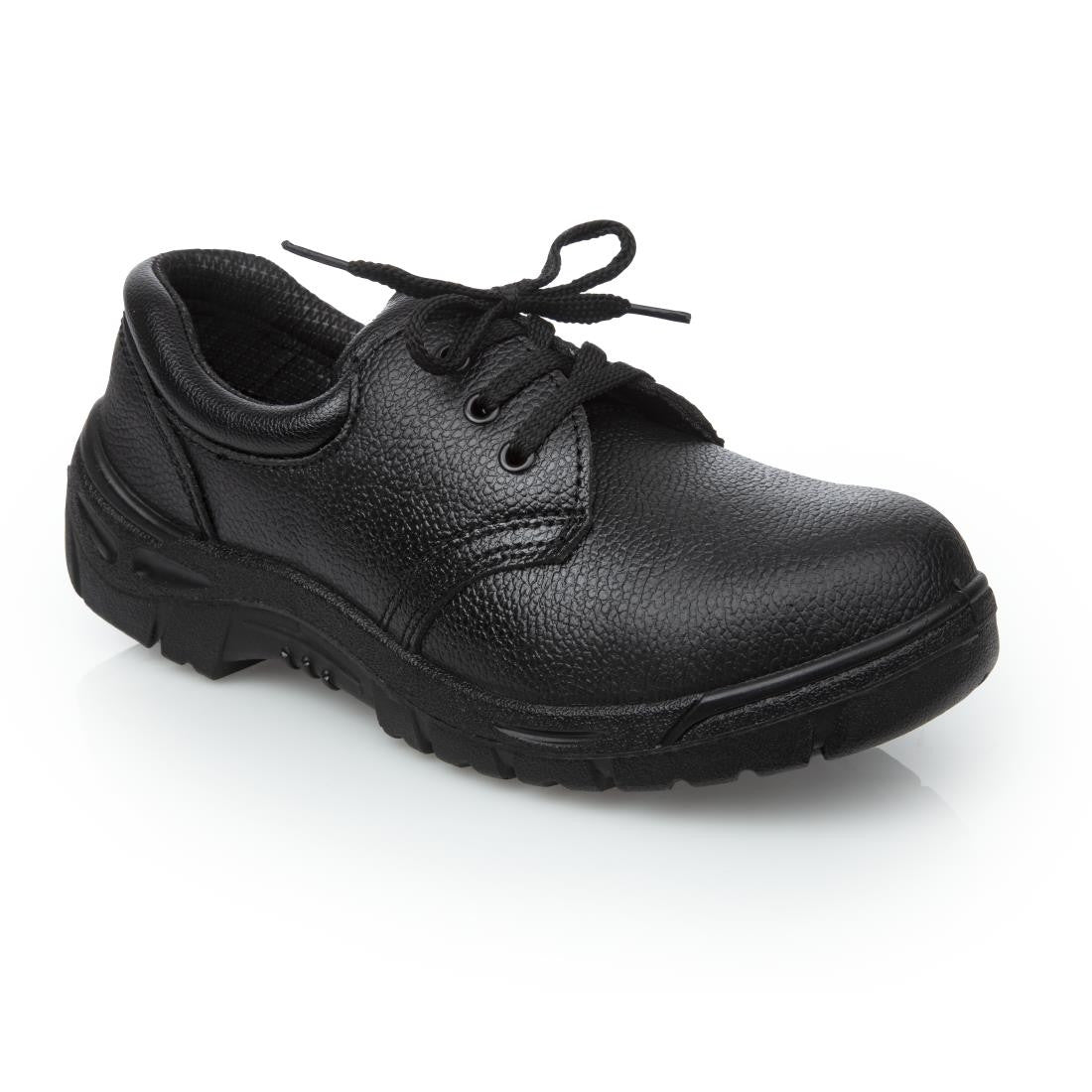 Side front view of Essentials Unisex Safety Shoe Black 43.