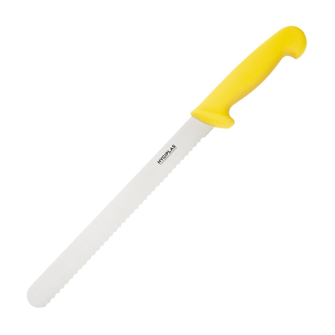 Hygiplas Serrated Slicer Yellow 25.5cm side shot.