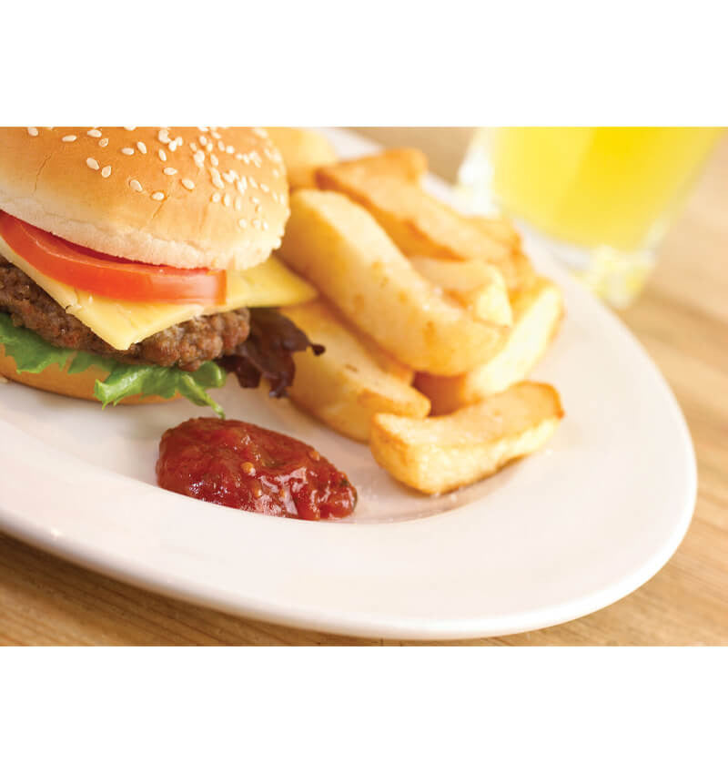 6 Pack Utopia Pure White Economy Wide Rim Plate 10"/25cm With Burger