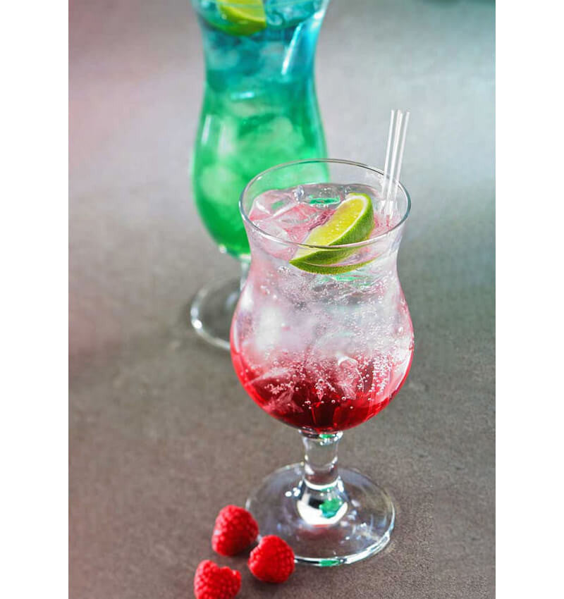 Full shot of a Hurricane Cocktail Glass 14.75 oz with content