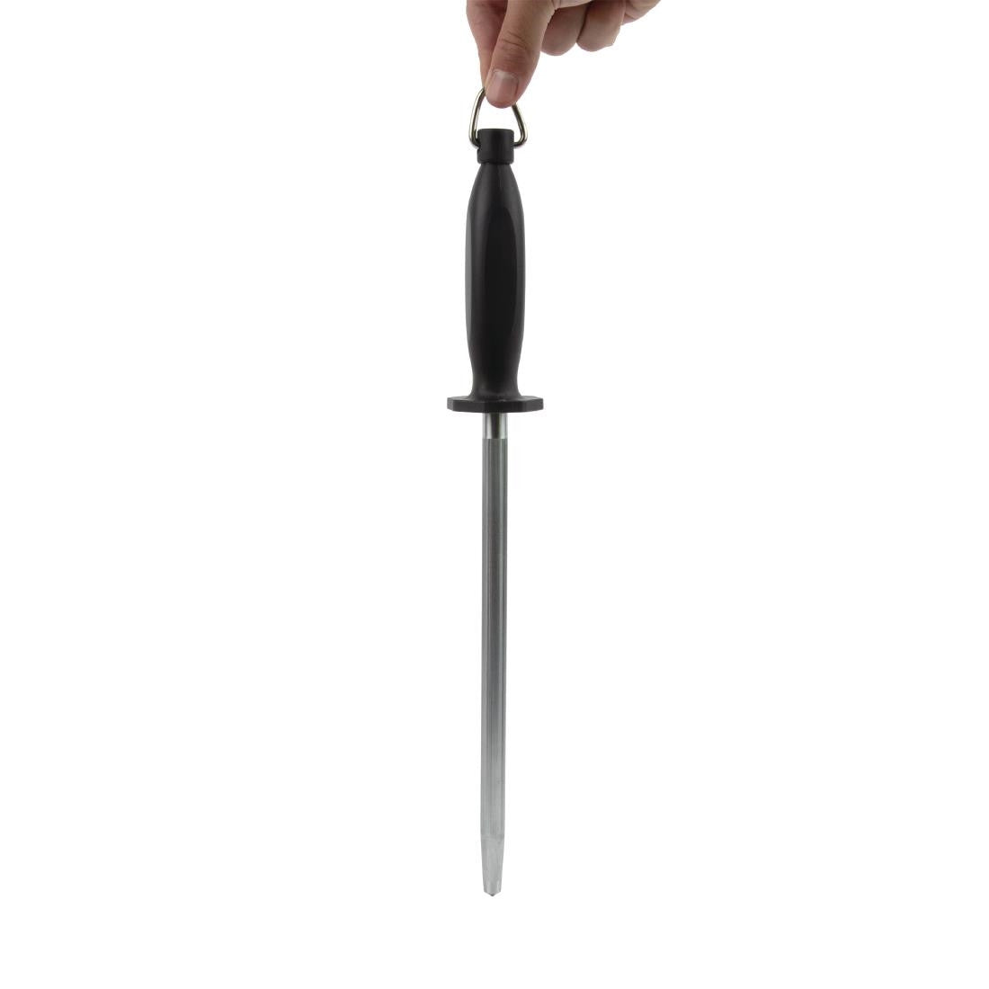 Vogue Knife Sharpening Steel 25.5cm pointing downward.