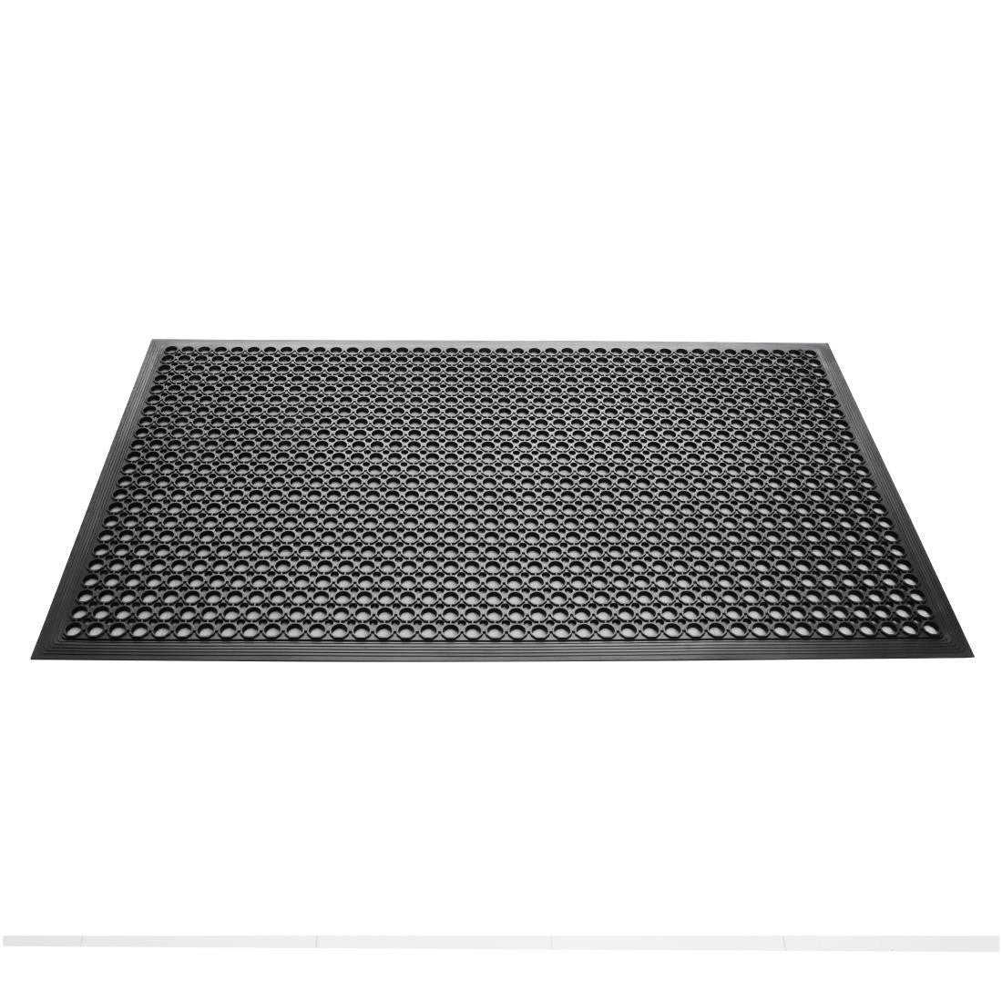 Side top view of Jantex Rubber Anti Fatigue Mat Black.