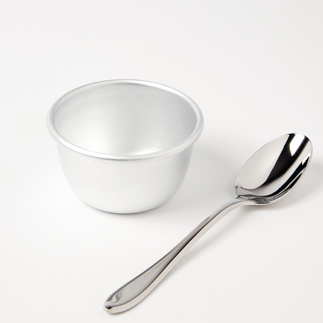 Vogue Aluminium Mini Pudding Basin 105ml  and spoon.