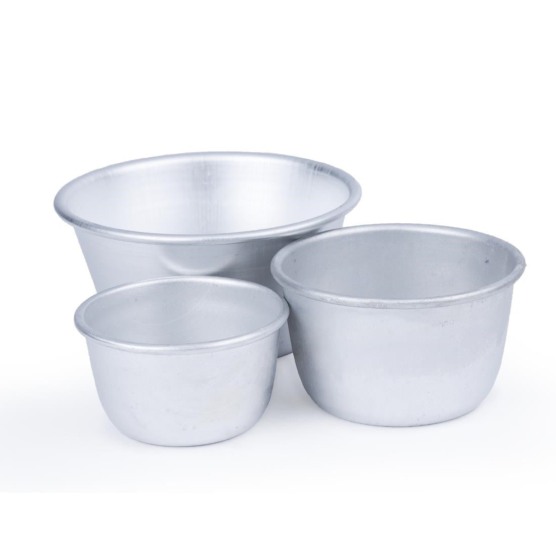 Different sizes of Vogue Aluminium Mini Pudding Basin.