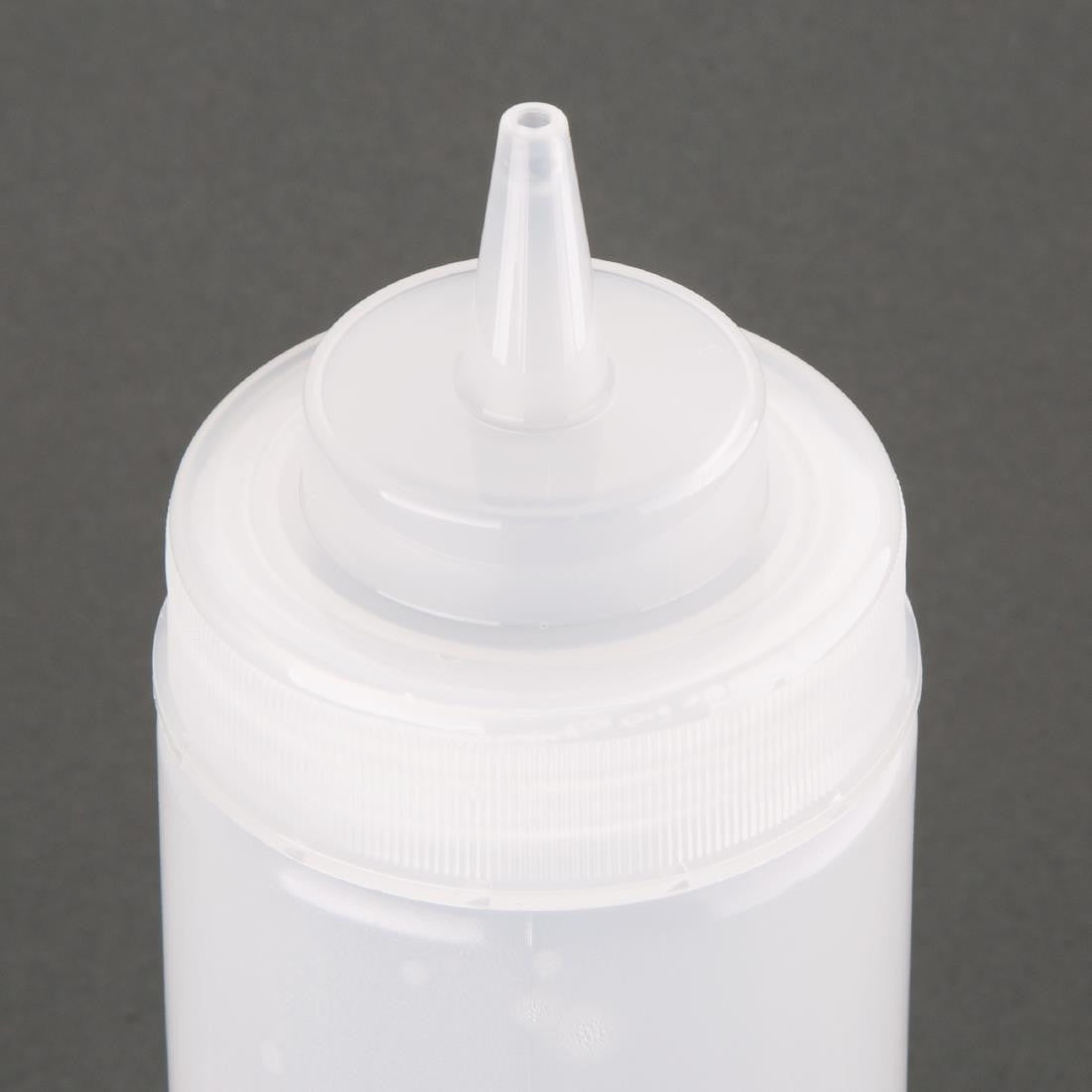neck of Vogue Clear Wide Neck Squeeze Sauce Bottle 16oz.