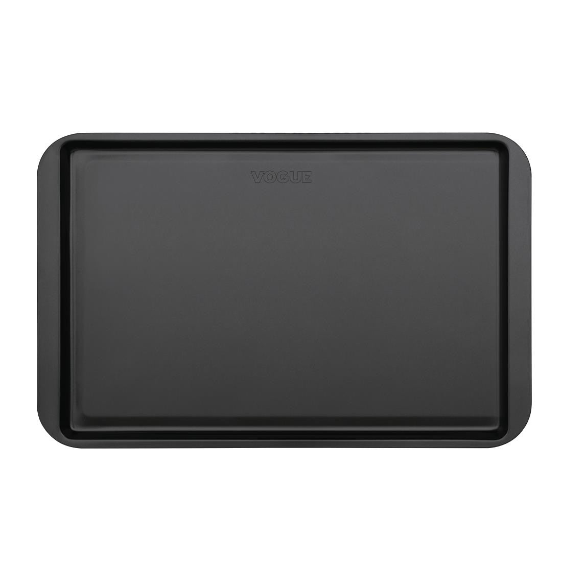 Front view of Vogue Non-Stick Carbon Steel Baking Tray 430 x 280mm.