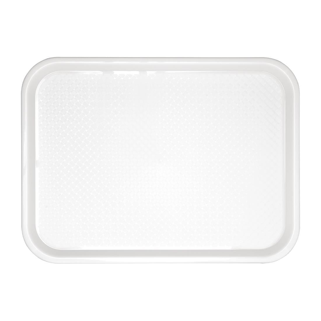 Olympia Kristallon Polypropylene Fast Food Tray White Large 450mm front view.