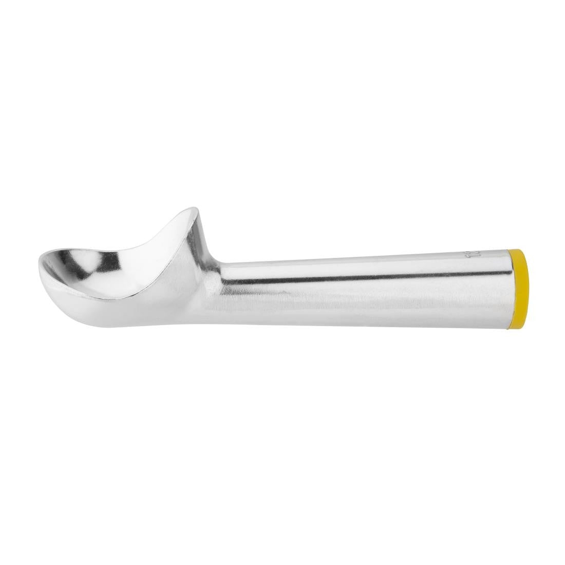 Side shot of Vogue Ice Cream Scoop Yellow Cap 3oz.