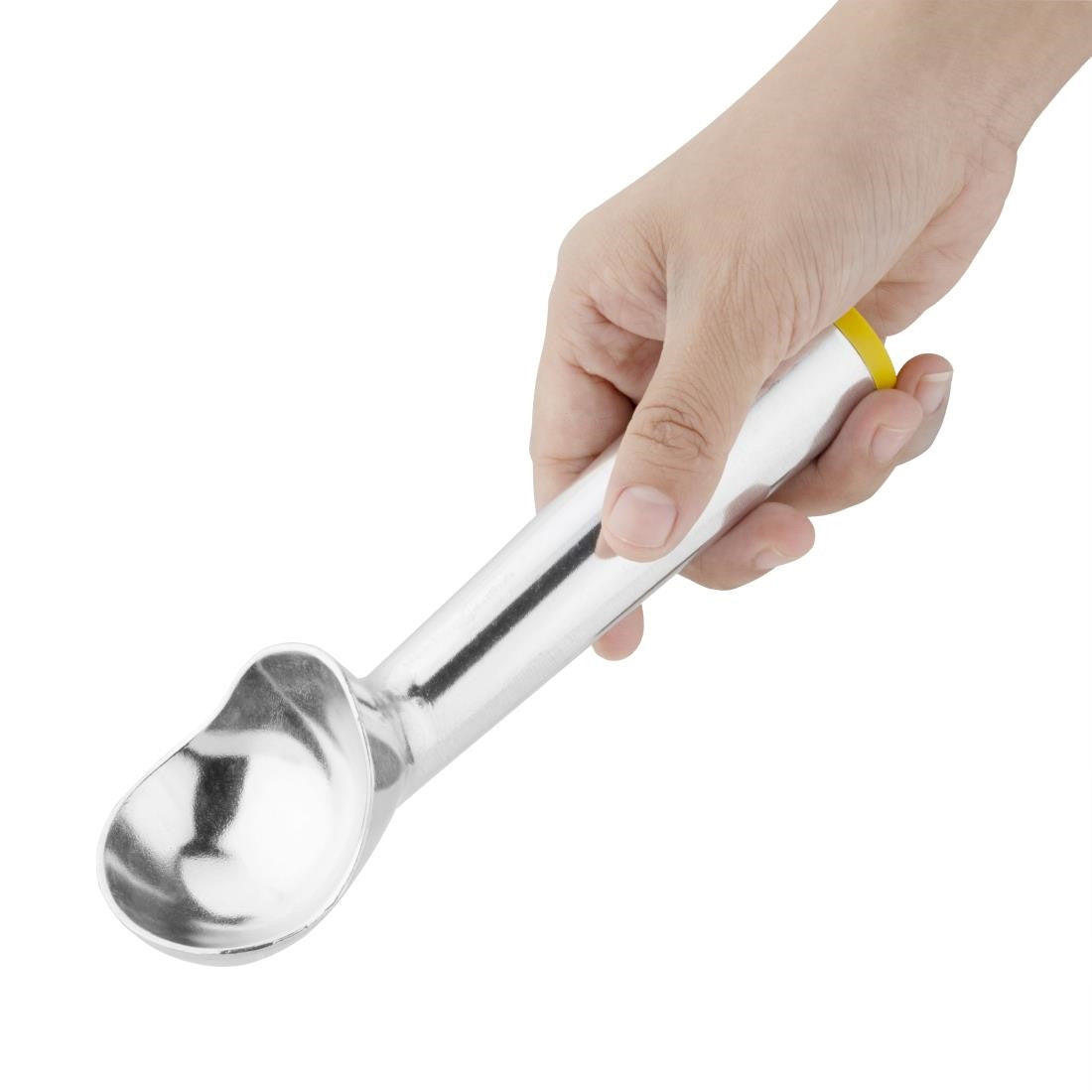 Vogue Ice Cream Scoop Yellow Cap 3oz in hand.