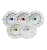 Blue Red Green and Yellow Hygiemix Mop Heads next to each other