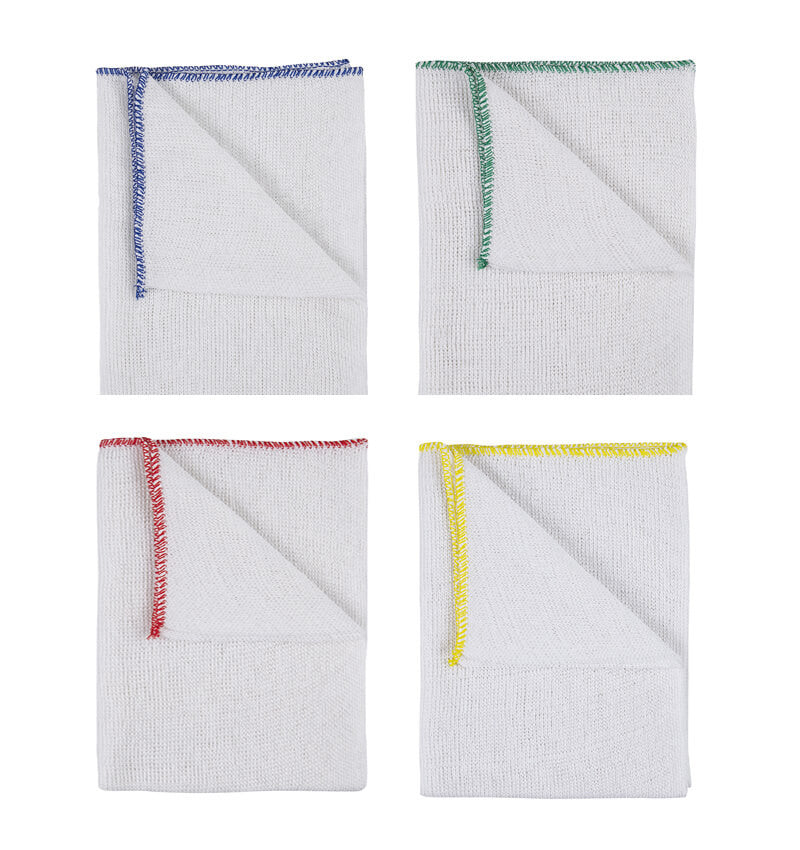 Group of Blue Red Green and Yellow Dish Cloths