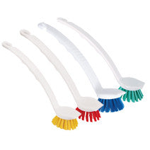 Group of Yellow Red Blue and Green Washing up Brushes