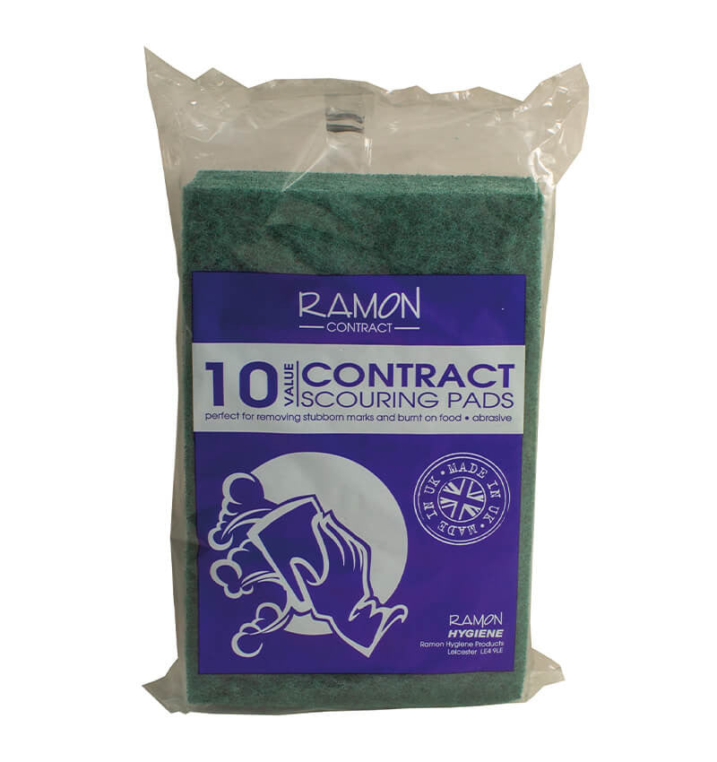 Economy Green Scouring Pad 10 Pack In Packaging