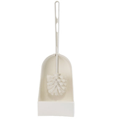 Semi Enclosed White Toilet Brush Set