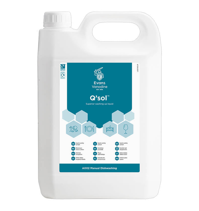 Evans Qsol Washing Up Liquid 5ltr Bottle