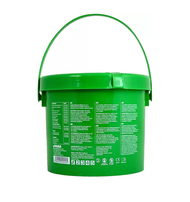 Clinell Universal Wipes Bucket Green CWBUC225 225 Wipes back