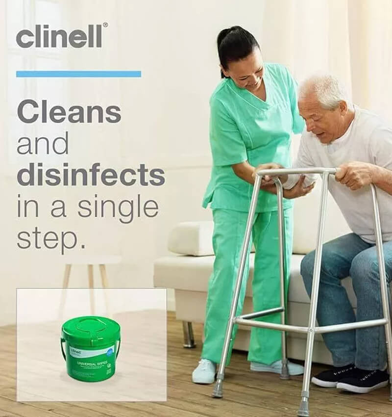 Clinell Universal Wipes Bucket Green CWBUC225 225 Wipes advert