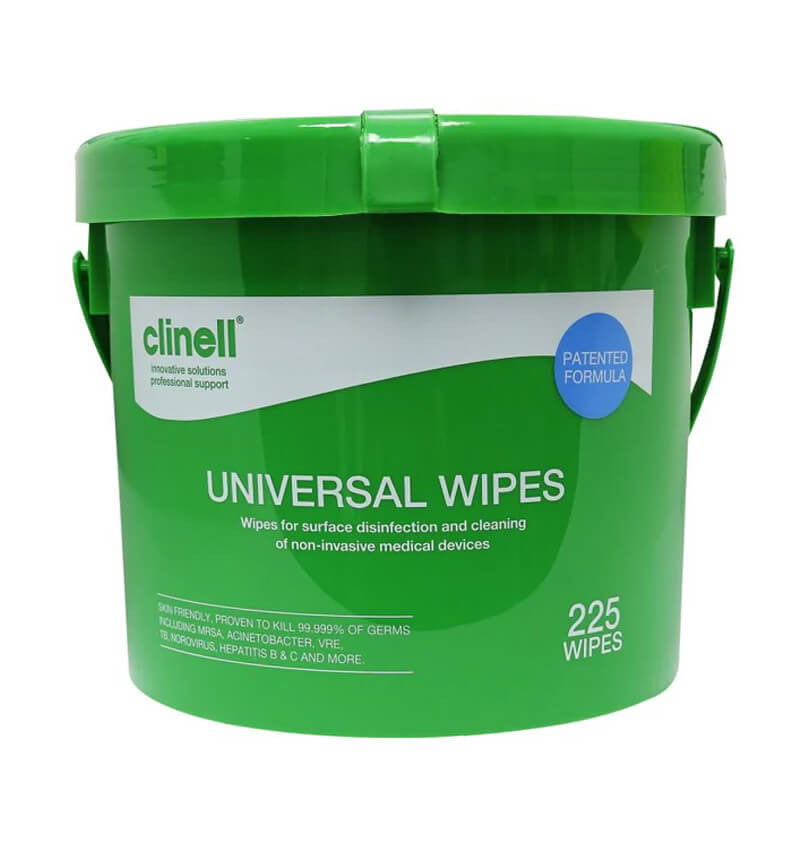 Clinell Universal Wipes Bucket Green CWBUC225 225 Wipes