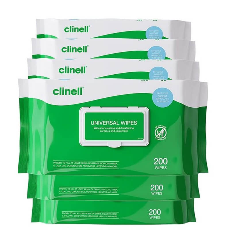Clinell Green Universal Wipes 200pk packaging multipack
