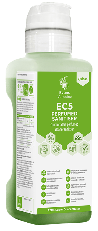 Evans E Dose EC5 Perfumed Sanitiser Super Concentrate 1Ltr