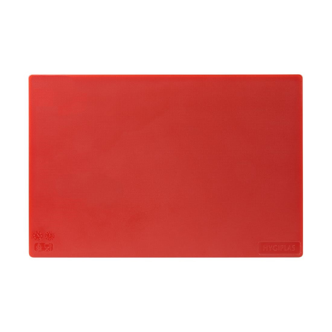 Full shot of Hygiplas Low Density Red Chopping Board Standard.