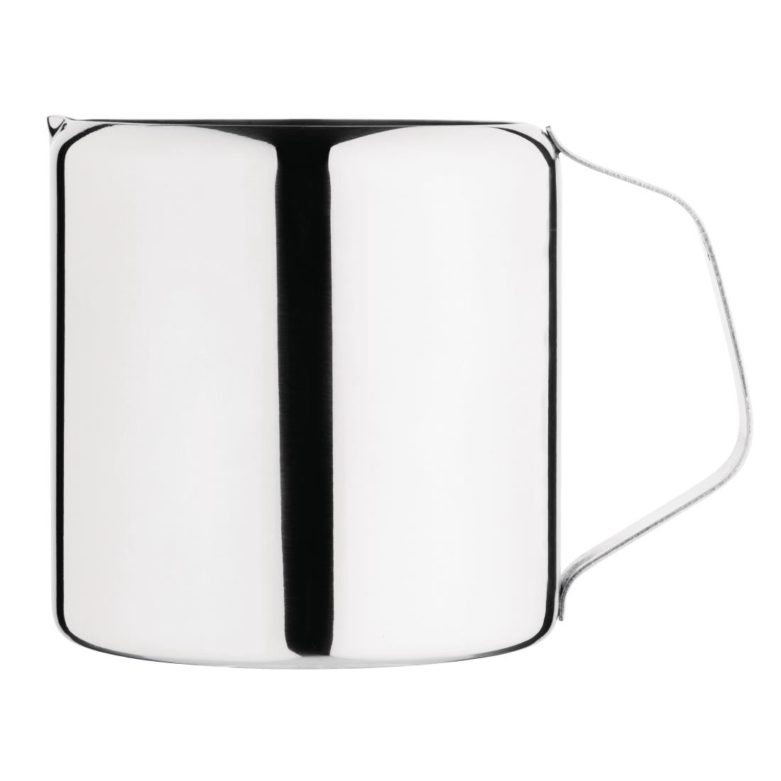 Side view of Olympia Concorde Stainless Steel Milk Jug 285ml.