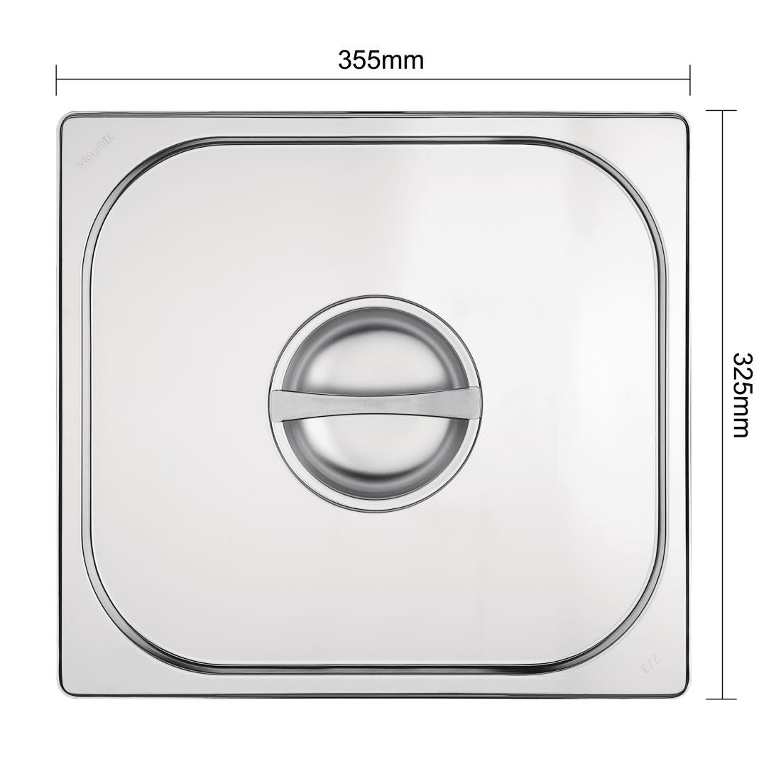 Vogue Stainless Steel 2/3 Gastronorm Lid  with measurement.