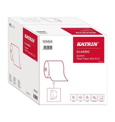 Katrin 15600 Classic 2 Ply Toilet Roll 800 Sheet 36 Pack