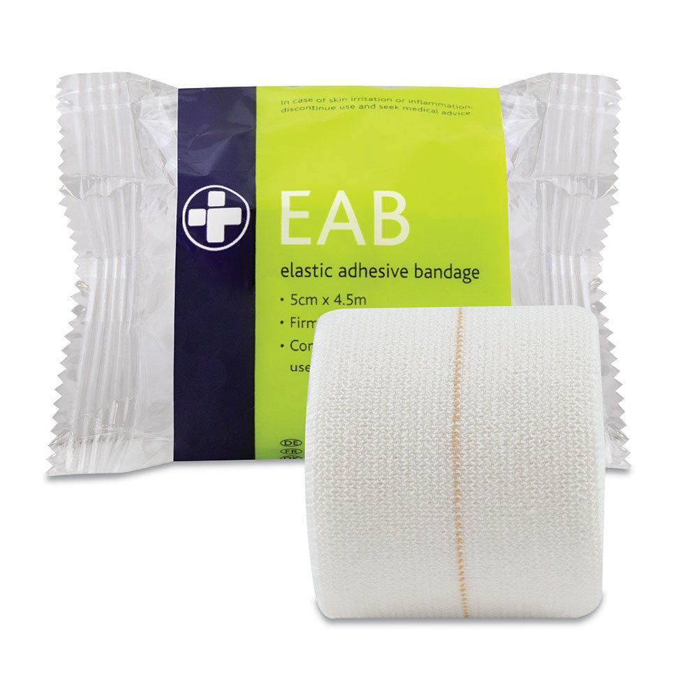 A pack and roll of 5cm x 4.5m Elastic Adhesive Bandage