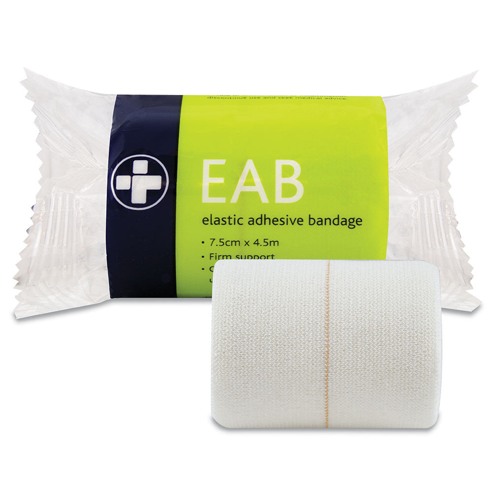 A pack and roll of 7.5cm x 4.5m  Elastic Adhesive Bandage