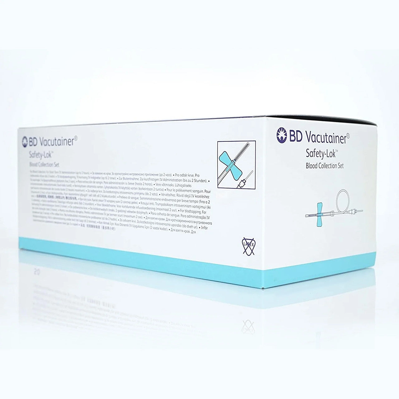Vacutainer Safety-Lok Blood Collection Set 23G Blue Needle 18cm Tube 50 Pack box
