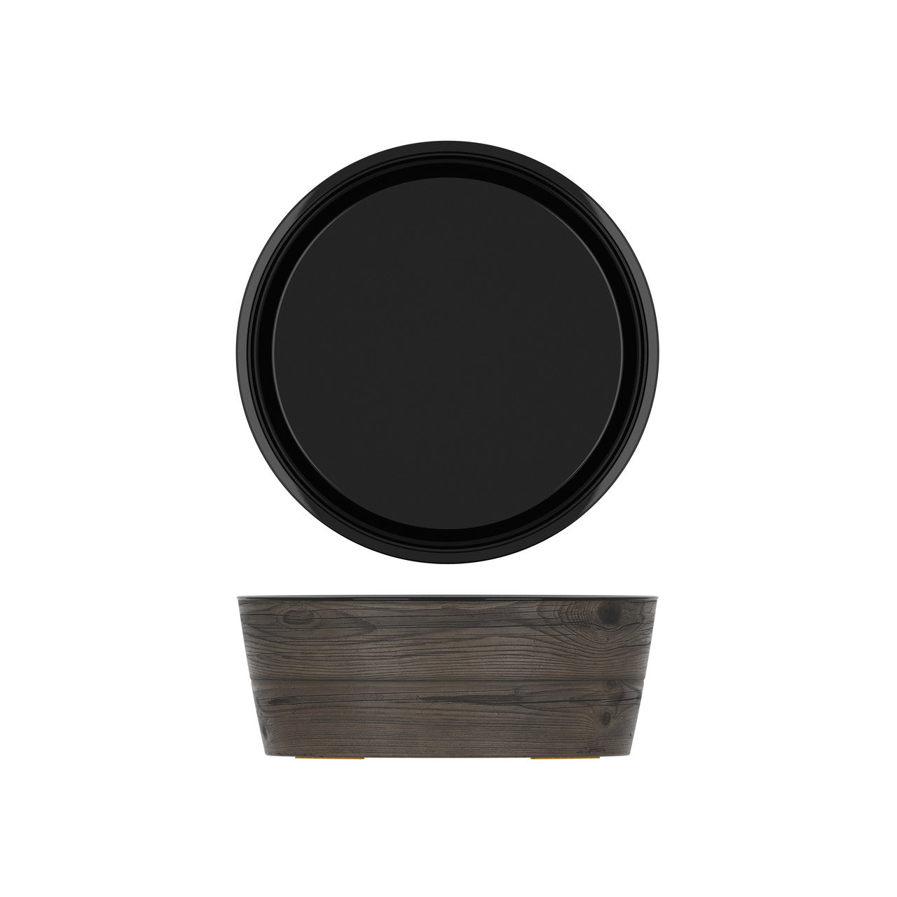Oak/Black New Haven Melamine Bowl 26.5 x 10cm