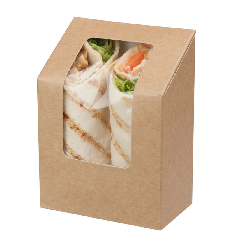 Full shot of Colpac Compostable Tuck Top Kraft Wrap Pack with content