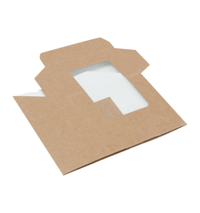 Full shot of Colpac Compostable Tuck Top Kraft Wrap Pack flat