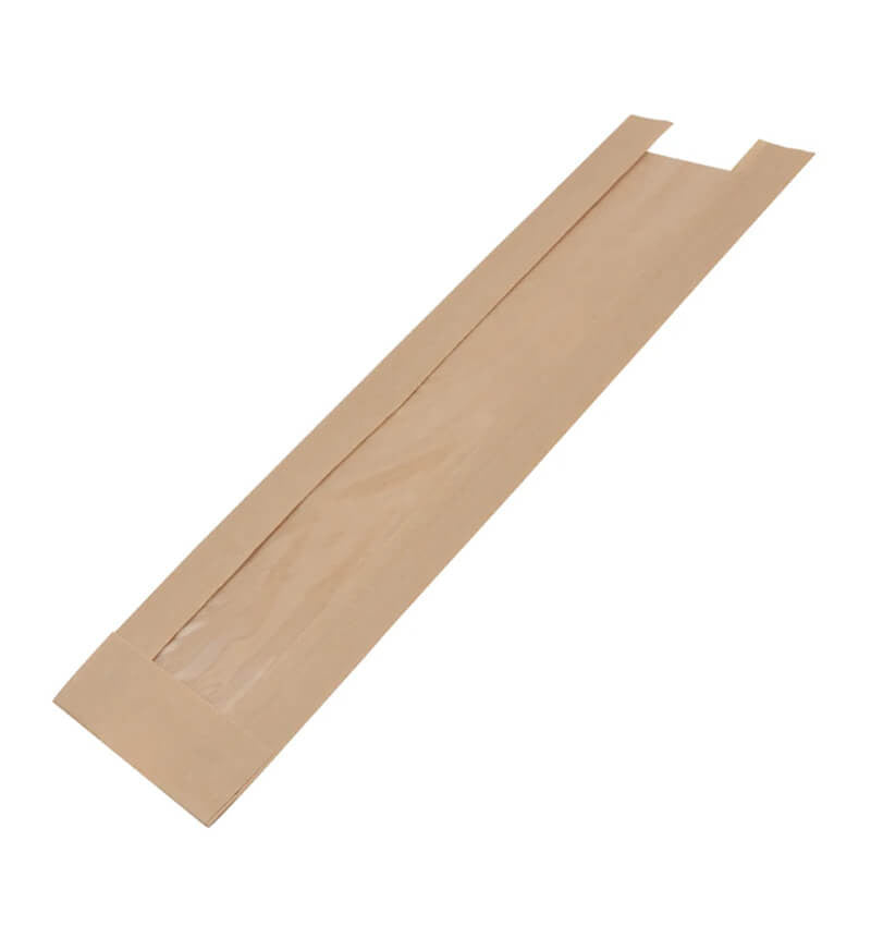 Side shot of Colpac 300mm/12 Inches Kraft Baguette Bag.